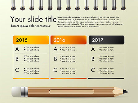 Présentation sur une feuille de cahier avec un crayon, Diapositive 3, 03015, Modèles de présentations — PoweredTemplate.com