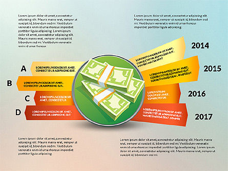 Stages en opties met geld, PowerPoint-sjabloon, 03025, Stage diagrams — PoweredTemplate.com