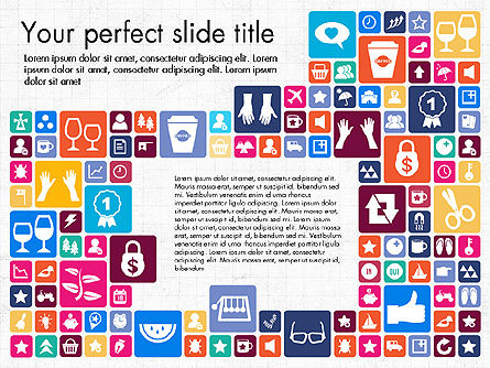 Flat Design Icons Presentación Cubierta, Plantilla de PowerPoint, 03028, Iconos — PoweredTemplate.com