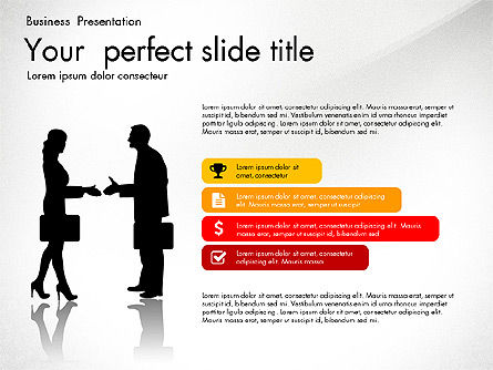 Zakelijke presentatie met silhouetten en vormen, PowerPoint-sjabloon, 03029, Presentatie Templates — PoweredTemplate.com