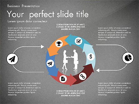 Business Presentation with Silhouettes and Shapes, Slide 10, 03029, Presentation Templates — PoweredTemplate.com