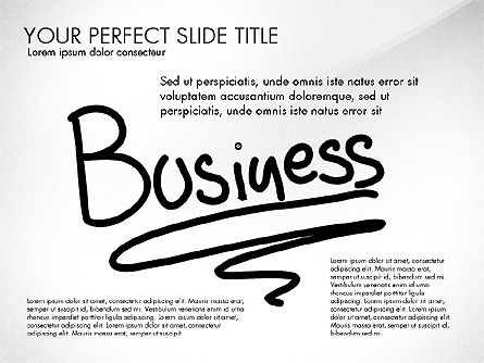 素描风格的商务演示, PowerPoint模板, 03030, 流程图 — PoweredTemplate.com
