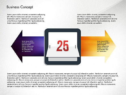 Frecce processo colorati e oggetti, Modello PowerPoint, 03049, Diagrammi di Processo — PoweredTemplate.com