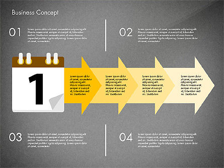 色付きのプロセスの矢印とオブジェクト, スライド 15, 03049, プロセス図 — PoweredTemplate.com