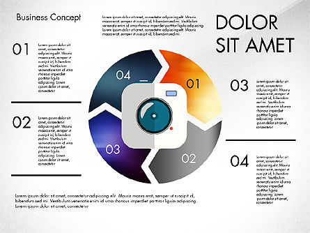 色付きのプロセスの矢印とオブジェクト, スライド 4, 03049, プロセス図 — PoweredTemplate.com