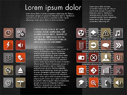 Plate-forme d'icônes plates, Diapositive 12, 03064, Icônes — PoweredTemplate.com