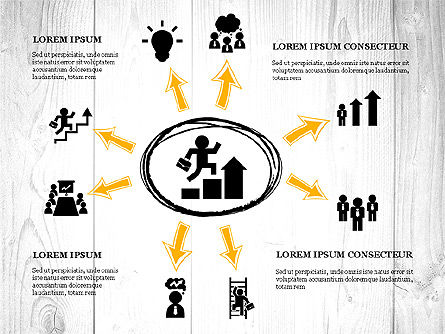 Process Presentation with Business Silhouette Shapes, PowerPoint Template, 03071, Process Diagrams — PoweredTemplate.com