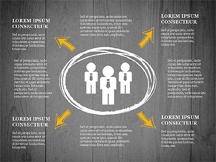 Proceso de presentación con formas de silueta de negocios, Diapositiva 12, 03071, Diagramas de proceso — PoweredTemplate.com