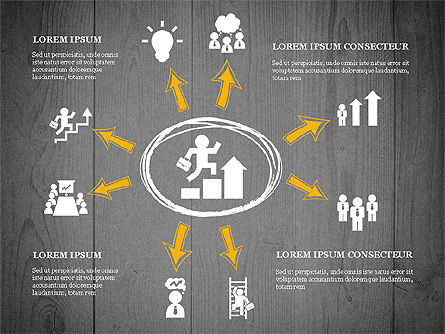 Proceso de presentación con formas de silueta de negocios, Diapositiva 9, 03071, Diagramas de proceso — PoweredTemplate.com