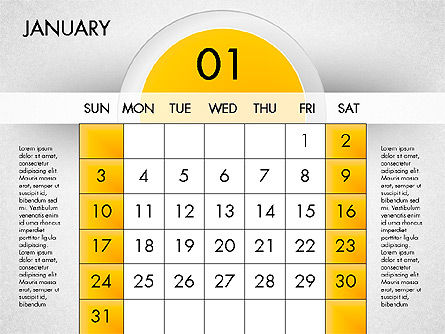 2016日历, 幻灯片 2, 03082, Timelines & Calendars — PoweredTemplate.com