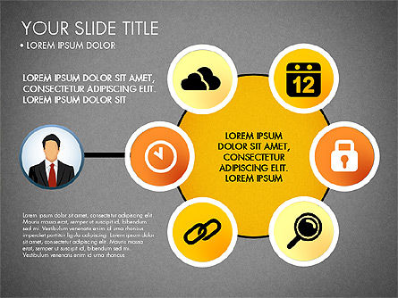 Cerchio d'affari con le icone, Slide 11, 03092, Modelli Presentazione — PoweredTemplate.com