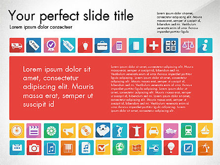 Presentasi Yang Gamblang Dengan Ikon Desain Datar, Templat PowerPoint, 03094, Ikon — PoweredTemplate.com