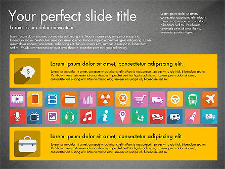 Presentación viva con iconos de diseño plano, Diapositiva 10, 03094, Iconos — PoweredTemplate.com