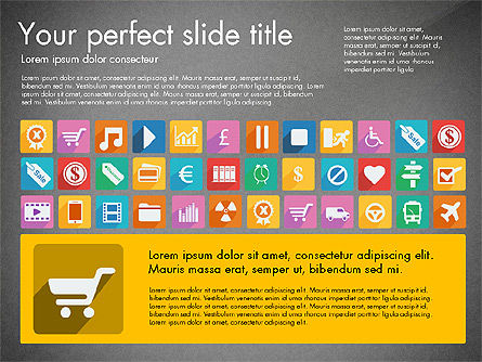 Presentación viva con iconos de diseño plano, Diapositiva 12, 03094, Iconos — PoweredTemplate.com
