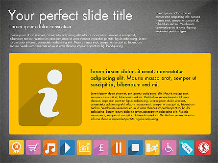 Presentación viva con iconos de diseño plano, Diapositiva 13, 03094, Iconos — PoweredTemplate.com