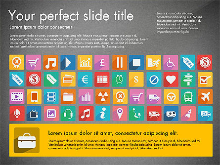 Vivid apresentação com ícones de design plano, Deslizar 15, 03094, Ícones — PoweredTemplate.com