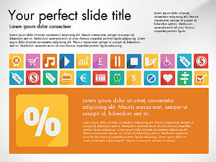 Presentación viva con iconos de diseño plano, Diapositiva 6, 03094, Iconos — PoweredTemplate.com