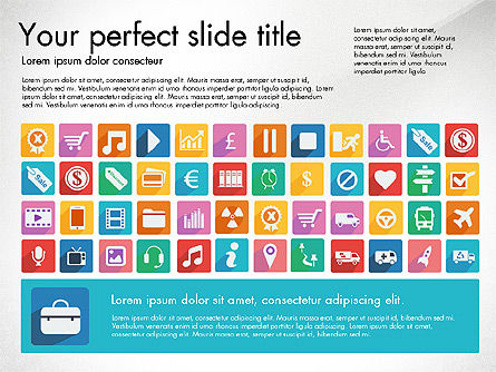 Presentación viva con iconos de diseño plano, Diapositiva 7, 03094, Iconos — PoweredTemplate.com