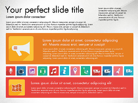 Vivid apresentação com ícones de design plano, Deslizar 8, 03094, Ícones — PoweredTemplate.com