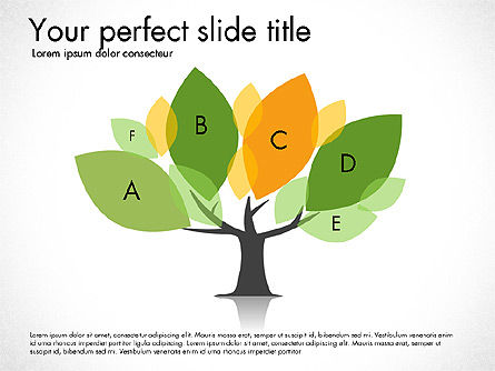 나뭇잎이있는 옵션과 단계, 파워 포인트 템플릿, 03099, 단계 도표 — PoweredTemplate.com