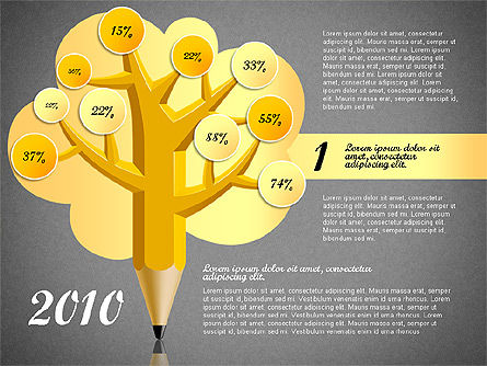 연필 나무 infographics, 슬라이드 10, 03106, 단계 도표 — PoweredTemplate.com