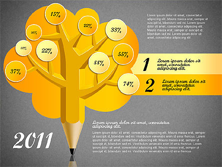 Infographies d'arbres à crayons, Diapositive 11, 03106, Schémas d'étapes — PoweredTemplate.com