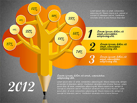 연필 나무 infographics, 슬라이드 12, 03106, 단계 도표 — PoweredTemplate.com