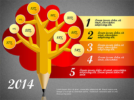 Infographies d'arbres à crayons, Diapositive 14, 03106, Schémas d'étapes — PoweredTemplate.com