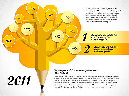 Infographies d'arbres à crayons, Diapositive 3, 03106, Schémas d'étapes — PoweredTemplate.com