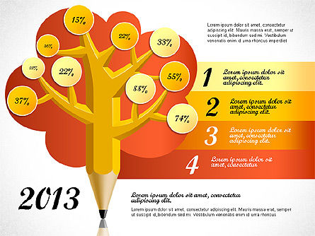 Pencil Tree Infographics, Slide 5, 03106, Stage Diagrams — PoweredTemplate.com