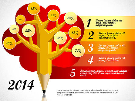 Pencil Tree Infographics, Slide 6, 03106, Stage Diagrams — PoweredTemplate.com