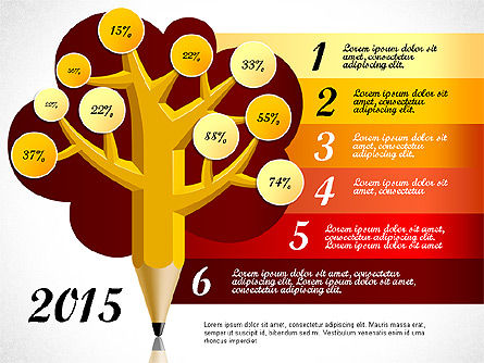 Infographies d'arbres à crayons, Diapositive 7, 03106, Schémas d'étapes — PoweredTemplate.com