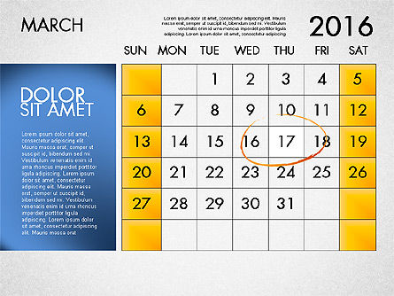 Planning kalender 2016, Dia 4, 03120, Timelines & Calendars — PoweredTemplate.com