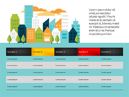 Infografía de la ciudad con gráficos controlados por datos, Diapositiva 14, 03125, Infografías — PoweredTemplate.com