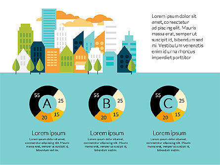 Infografía de la ciudad con gráficos controlados por datos, Diapositiva 6, 03125, Infografías — PoweredTemplate.com