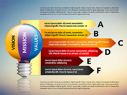 Fasi visione e valori Mission, Slide 13, 03136, Diagrammi Palco — PoweredTemplate.com