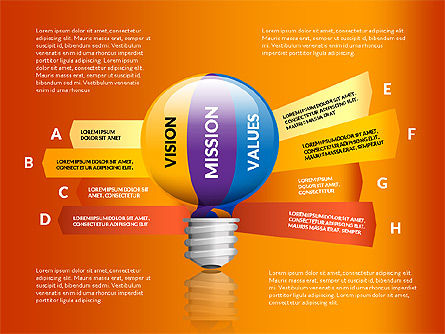 Fasi visione e valori Mission, Slide 2, 03136, Diagrammi Palco — PoweredTemplate.com