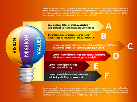 La vision de la mission et les étapes de la valeur, Diapositive 5, 03136, Schémas d'étapes — PoweredTemplate.com