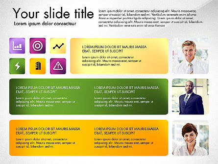 Presentatie met pictogrammen en foto's, PowerPoint-sjabloon, 03167, Icoontjes — PoweredTemplate.com