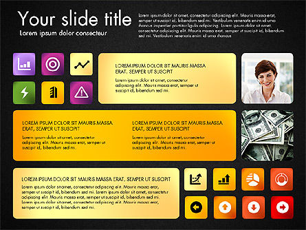 Présentation avec des icônes et des photos, Diapositive 13, 03167, Icônes — PoweredTemplate.com