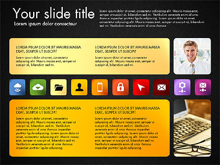 Presentación con iconos y fotos, Diapositiva 14, 03167, Iconos — PoweredTemplate.com