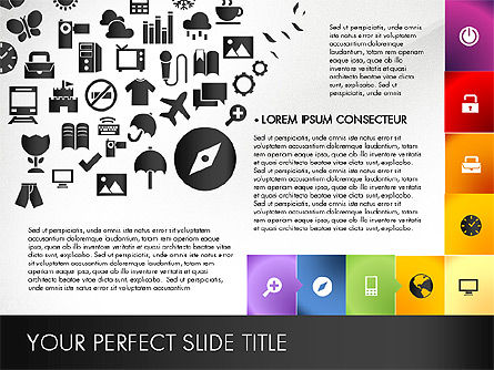 Colored and Black and White Icons, Slide 5, 03169, Icons — PoweredTemplate.com