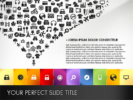Icônes colorées et noir et blanc, Diapositive 8, 03169, Icônes — PoweredTemplate.com