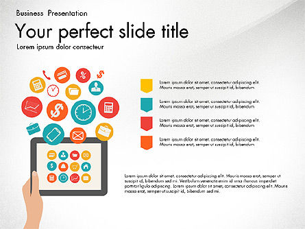 Diagrama de presentación de la gestión de aplicaciones móviles, Plantilla de PowerPoint, 03191, Plantillas de presentación — PoweredTemplate.com