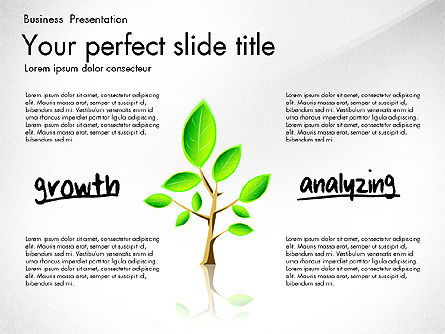Groei en aanpak presentatieconcept, PowerPoint-sjabloon, 03193, Datagestuurde Diagrammen — PoweredTemplate.com