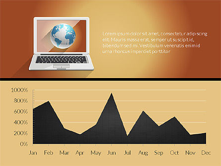 노트북을 사용한 데이터 기반 보고서, 슬라이드 11, 03195, 데이터 주도형 도표 및 차트 — PoweredTemplate.com
