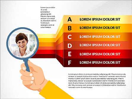 Etapas con lupa, Diapositiva 4, 03205, Diagramas de la etapa — PoweredTemplate.com