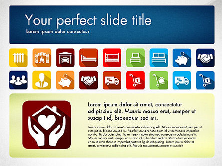 Presentazione del bene immobile concetto con icone del design dei materiali, Slide 6, 03206, icone — PoweredTemplate.com