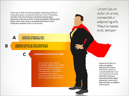 Options Diagram with Business Superman, PowerPoint Template, 03224, Stage Diagrams — PoweredTemplate.com