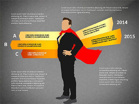 Options Diagram with Business Superman, Slide 10, 03224, Stage Diagrams — PoweredTemplate.com